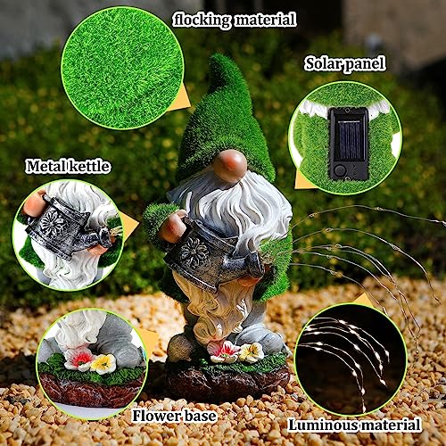 Flocked Solar Garden Gnomes Outdoor Statues