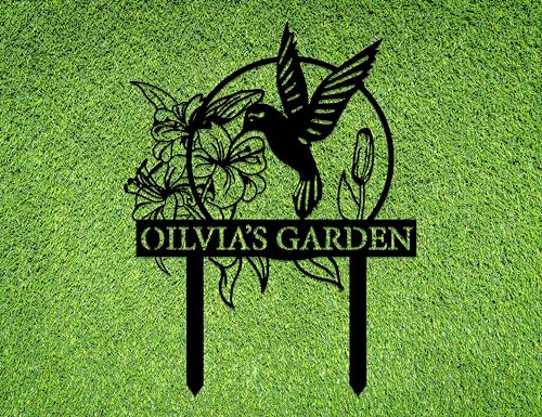 Custom Hummingbird Metal Garden Sign with Stakes