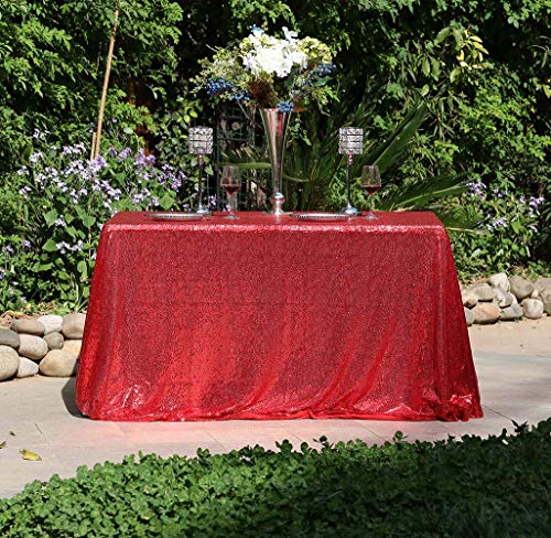 Sequin Tablecloth 50x72 Inch Red for Christmas Wedding Party