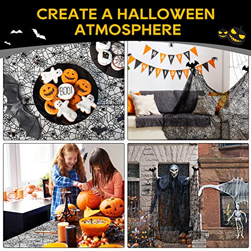 Black Lace Spider Web Halloween Tablecloth Rectangle 60x84 Inch