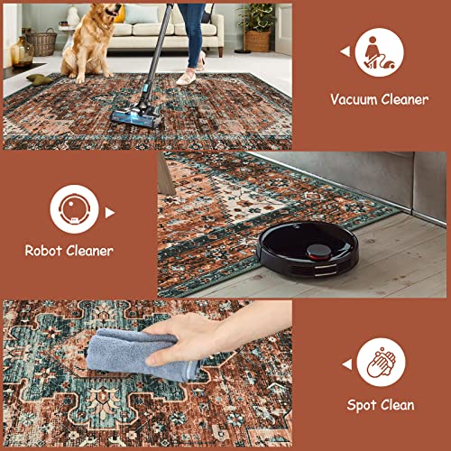 9x12 Ultra Thin Vintage Medallion Area Rug for Living Room