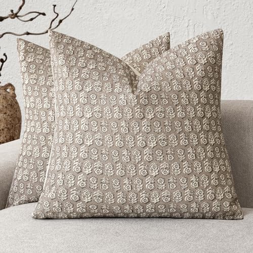 Decorative Floral Print Throw Pillow Covers 18×18 Inch (2 Count)