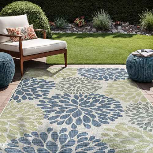 Outdoor Rug 5x7 Modern Exotic Tropical Leaf Area Rugs for Indoor and Outdoor Patio Deck Porch Garden Water Resistant Washable Outside Carpet