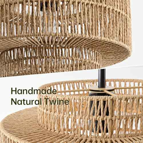 12.4" Rattan Pendant Light for Kitchen Island