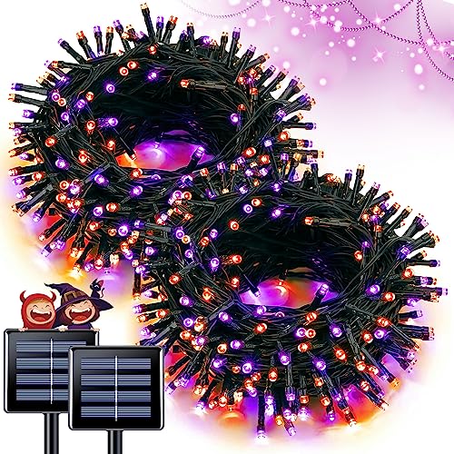 2 Pack Solar Halloween Lights Orange and Purple (66 Foot)