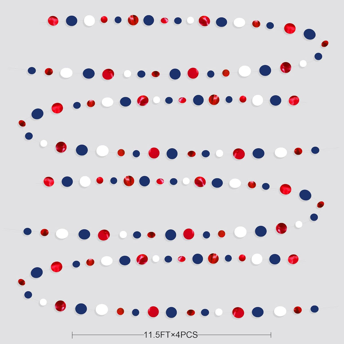 46 Ft Navy Blue Red White Circle Dots Garlands Royal Blue Red Hanging Paper Polka Dots Streamer for 4th of July American Independence Day USA National Day Patriotic Veterans Party Decorations Supplies - HavenBliss Decor