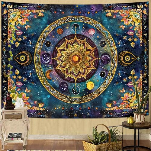 Mandala Solar System Tapestry Boho Tapestry for Bedroom Galaxy Tapestries Wall Hanging Living Room Wall Art and Home Decor 70x90