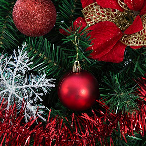 94 PCS Christmas Tree Decorations Set Shiny Brite Ornaments Red