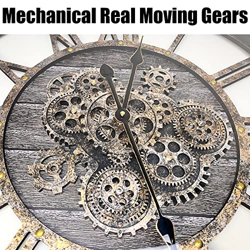 27" Real Moving Gears Large Wall Clock with Toughened Glass Cover