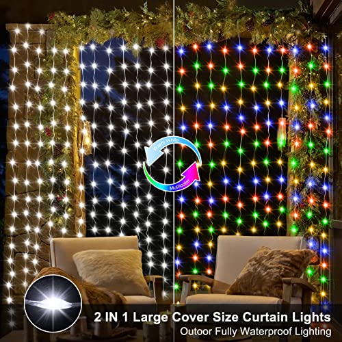 600 LED Curtain Lights 20Ftx10Ft Dual Color Changing Lights with Remote (600 Count)