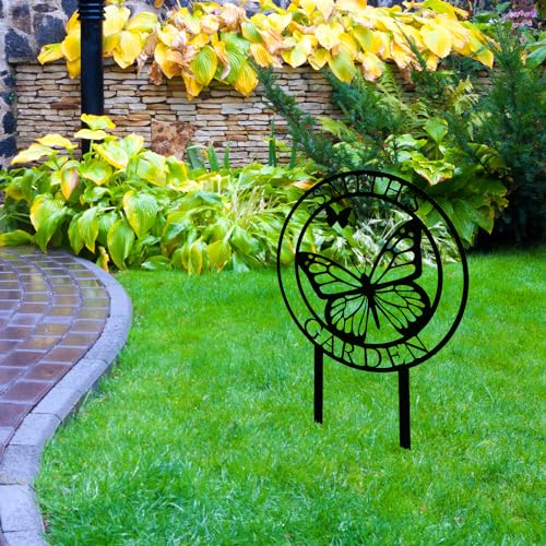 Custom Butterfly Metal Garden Sign with Stakes