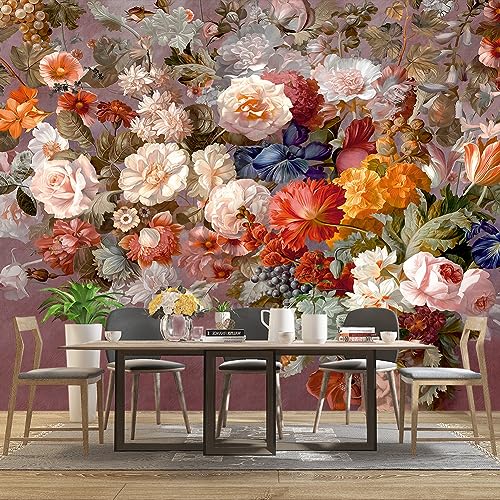 Colorful Floral Leaf Bathroom wallpeper Living Room Bedroom Pink Flower wall Mural