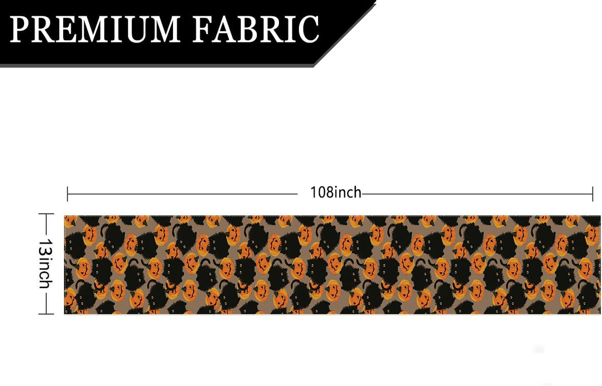 Halloween Table Runner Black Cat Pumpkins Seasonal Kitchen Dining Table Home Outdoor Party Decorations 13x108 Inch