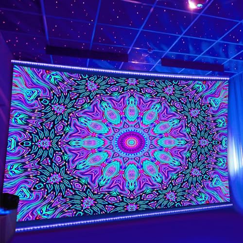 Blacklight Mandala Tapestry for Bedroom