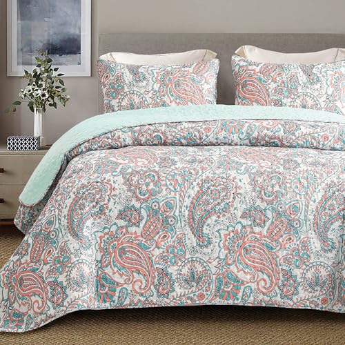 Reversible Boho Quilts Queen Size Aqua