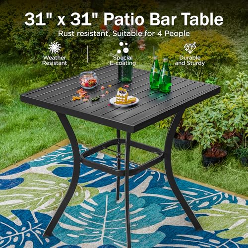 Outdoor Bar Set 3 PCS Patio Bistro Table & Swivel Stools (3 Count)