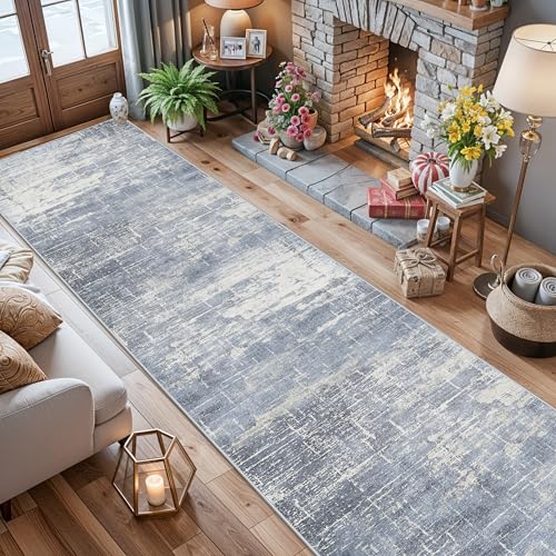 Washable Abstract 14ft Runner Rug (35 Sq Ft)