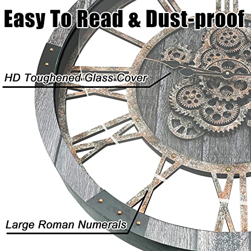 30" Large Moving Gears Wall Clock for Living Room Decor Office Home