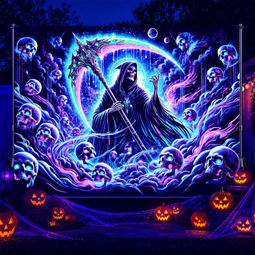 Blacklight Gothic Tapestry Neon Decor 78 x 59 Inch Uv Reactive