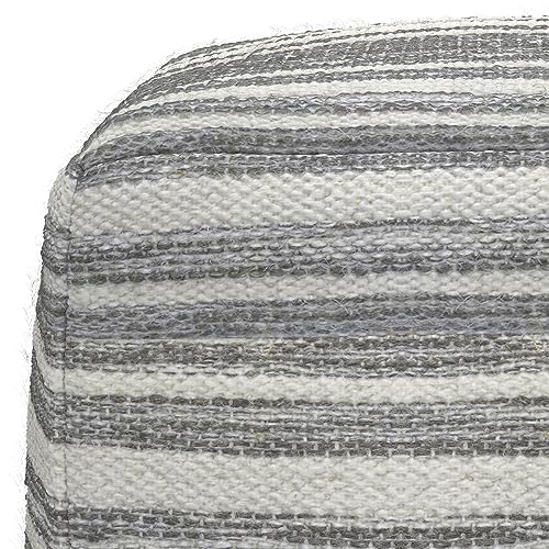 Carina Contemporary Square Woven Pouf in Black Melange