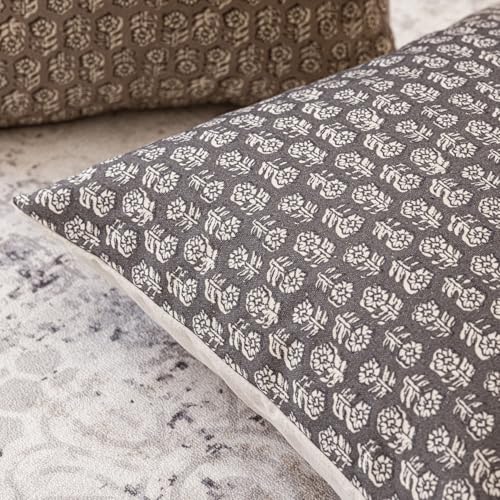 Decorative Floral Print Throw Pillow Covers 22×22 Rustic Gray (2 Count)
