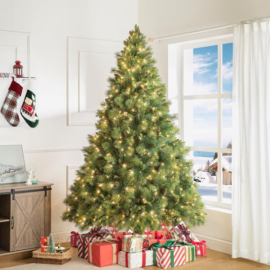 7.5ft Artificial Prelit Pine Cone Christmas Tree