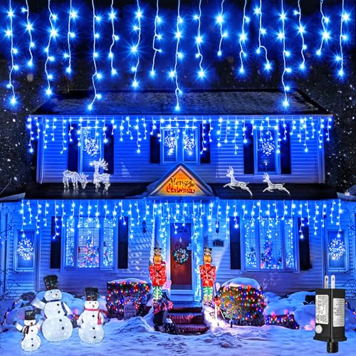Icicle Lights for Outside 66ft 640 LED Icicle Lights Plug in Fairy Curtain Lights with Timer for Party Holiday Wedding Decorations