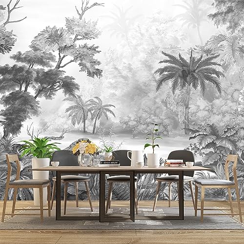 Grey Tropical Rainforest Plant wallpeper Living Room Bedroom Jungle Botanical wall Mural