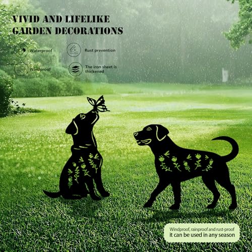 4 Pack Dog Metal Garden Decorative Stakes (4 Count)