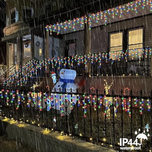 Multicolor Icicle Lights for Outside (33 Foot)