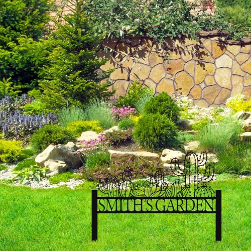 Personalized Cactus Metal Garden Sign