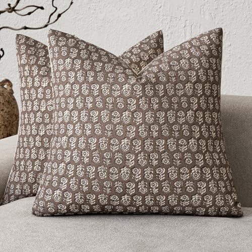 Decorative Floral Print Throw Pillow Covers 20×20 Inch (2 Count)