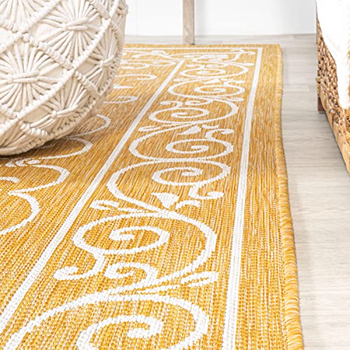 Vintage Filigree Indoor Outdoor Area Rug 3X5 Yellow