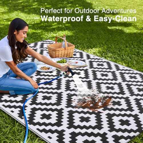Outdoor Rug 4x6 ft Waterproof Reversible Mat