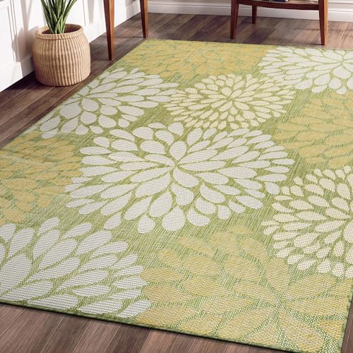 Outdoor Rug 6x9 Modern Exotic Tropical Leaf Area Rugs for Indoor and Outdoor Patio Deck Porch Garden Water Resistant Washable Outside Carpet