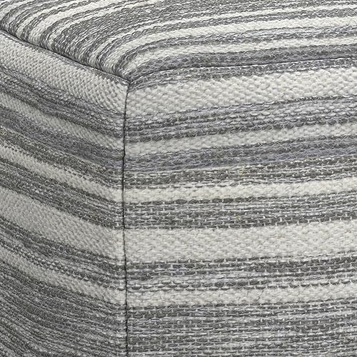 Carina Contemporary Square Woven Pouf in Black Melange