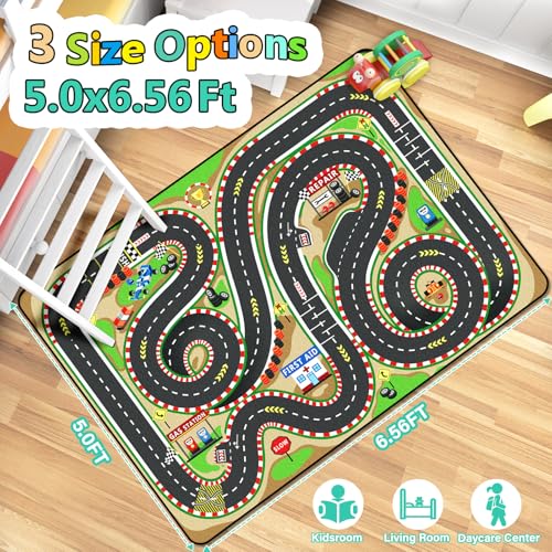 Kids Race Track Play Mat Rug (35 Sq Ft)