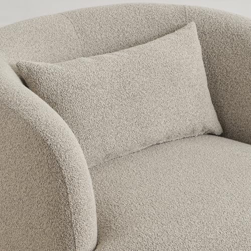 34" W Sherpa Swivel Barrel Accent Chair with Pillow