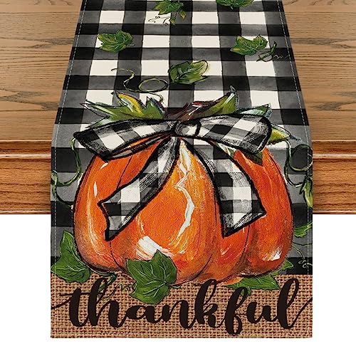 Pumpkin Thankful Fall Table Runner 13x36 Inch