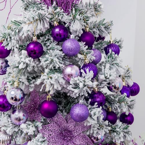 24ct Purple Christmas Ball Ornaments for Tree Decorations (24 Count)