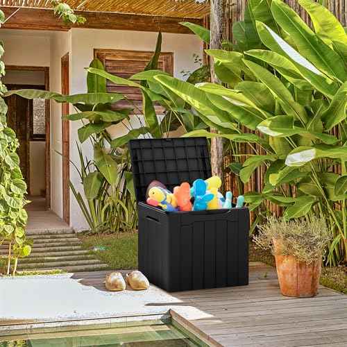 31 Gallon Resin Deck Box All Weather Outdoor Storage Boxes for Patio Furniture Set