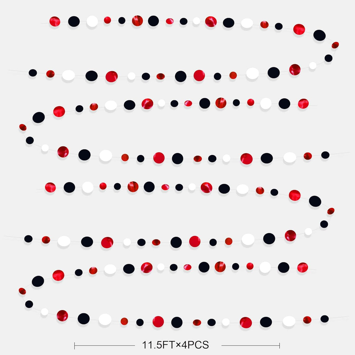 46 Ft Red Black and White Circle Dots Garland Hanging Paper Polka Dots Streamer for Graduations Birthday Bachelorette Engagement Wedding Bridal Shower Holiday Casino Poker Pirate Party Decorations - HavenBliss Decor