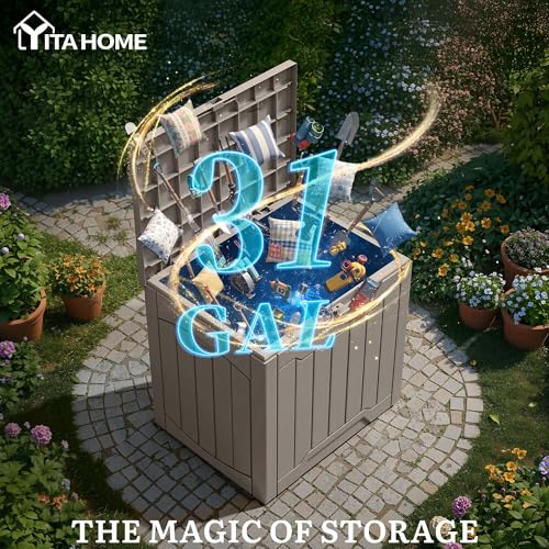 31 Gallon Resin Deck Box Outdoor Storage Box and Waterproof