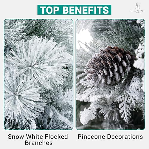 Darla 9ft Snow Flocked Prelit Christmas Tree with Star Projector