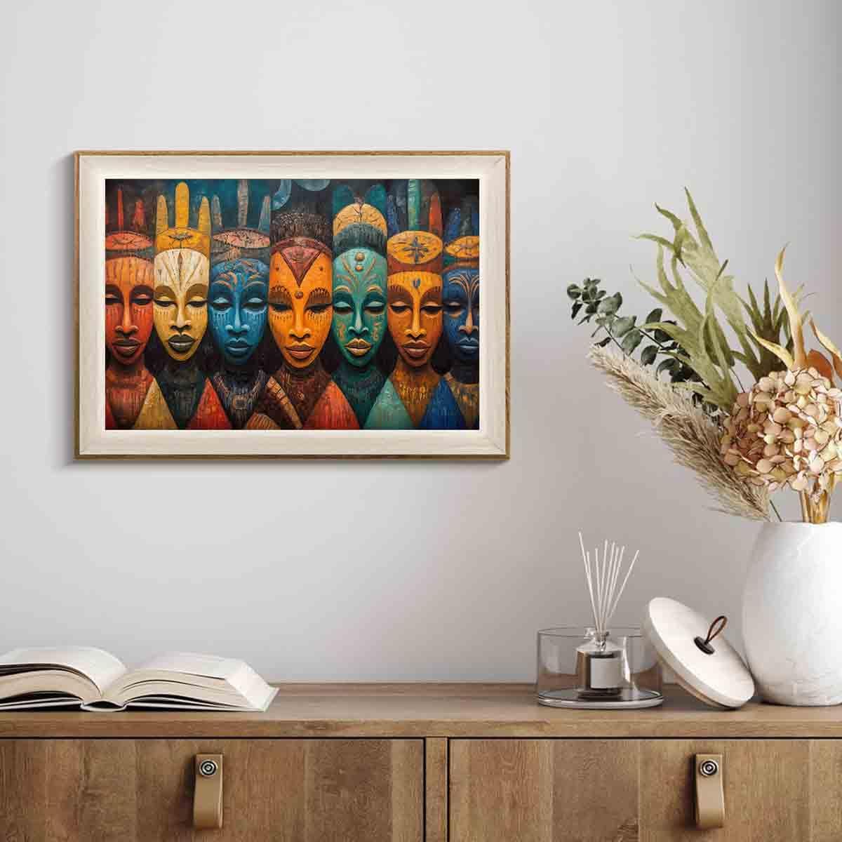 Mask Canvas Wall Art Tribal Ethnic Painting Samerican Painting Safrican Tribal Artwork African Culture Wall Art Antique Pictures Mask Vintage Living Room Decor 16x24inch No Frame