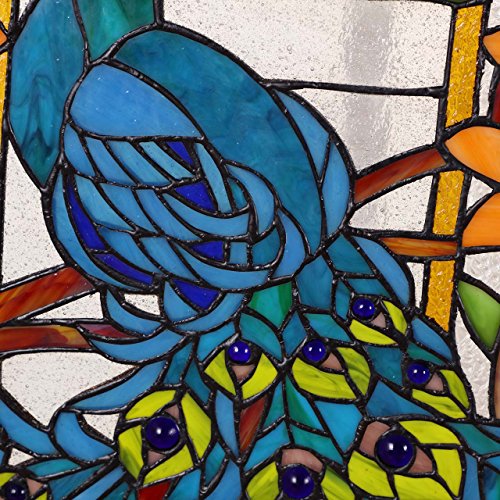W10011 Peacock Tiffany Style Stained Glass Window Panel