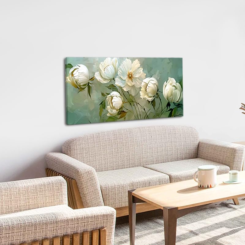Blooming White Flowers Plants Wall Art Decor Artwork for Bedroom