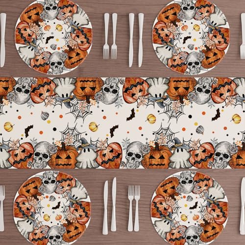 Halloween Skeleton Ghost Round Placemats Set of 4 Table Decor 14x14 in
