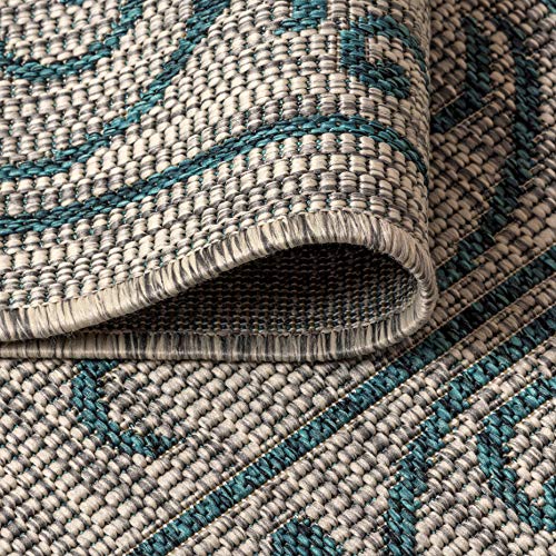 Vintage Filigree Indoor Outdoor Round Area Rug 9 Ft Gray