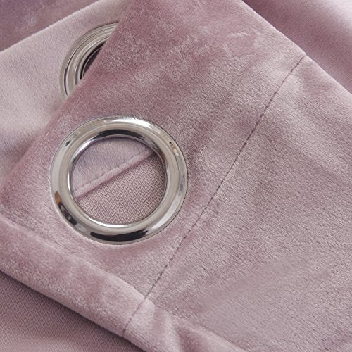 Super Soft Luxury Velvet Curtains Set of 2 Pink Flannel Blackout Drapes Grommet Draperies for Bedroom 52Wx84L inch